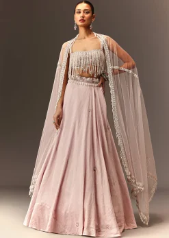 Lilac Lehenga And Stone Embellished Blouse With Dupatta