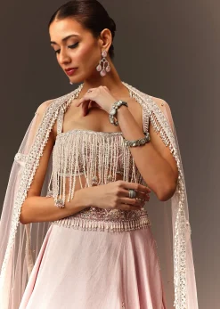 Lilac Lehenga And Stone Embellished Blouse With Dupatta