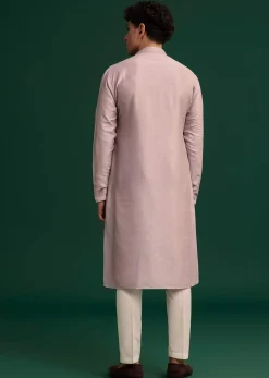 Lilac Silk Hand Embroidered Kurta Set
