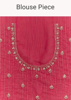 Magenta Crushed Tissue Saree With Cutdana And Scallop Border
