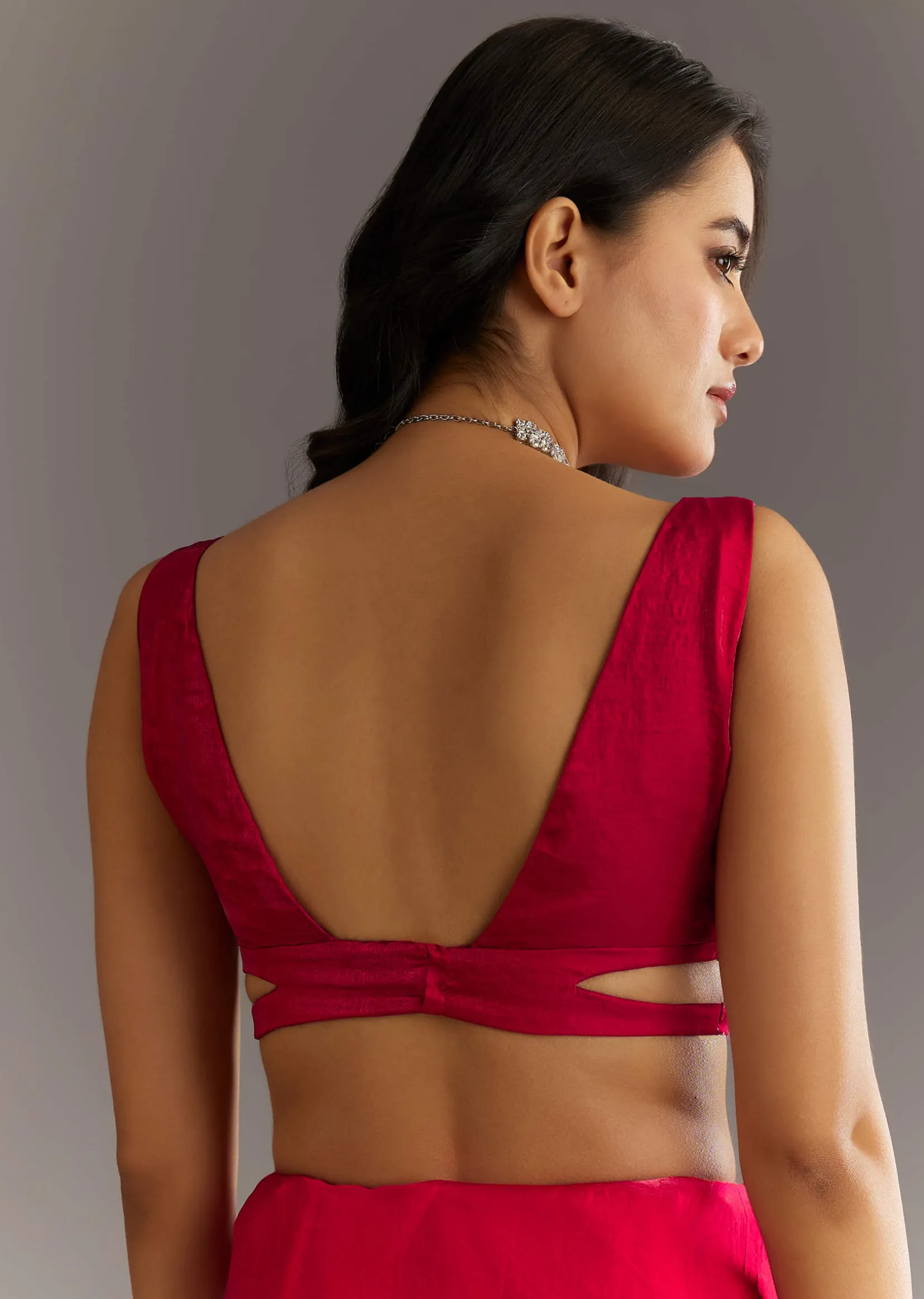 Magenta Gota Patti Embroidered Saree With Stones And Cutdana Work