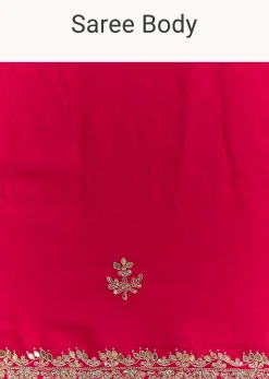 Magenta Gota Patti Embroidered Saree With Stones And Cutdana Work