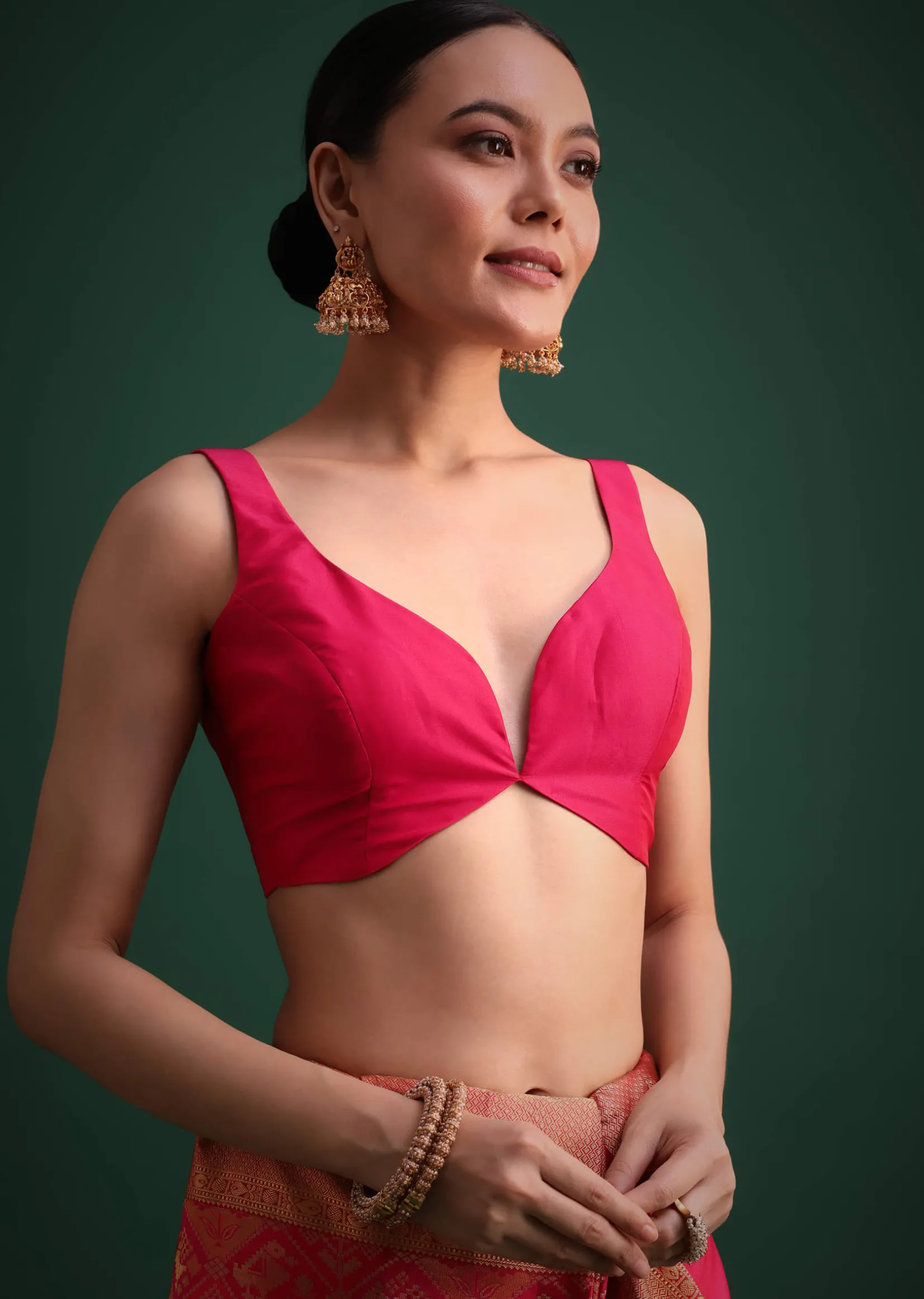 Magenta Pink Patola Silk Saree With Zari Woven Work