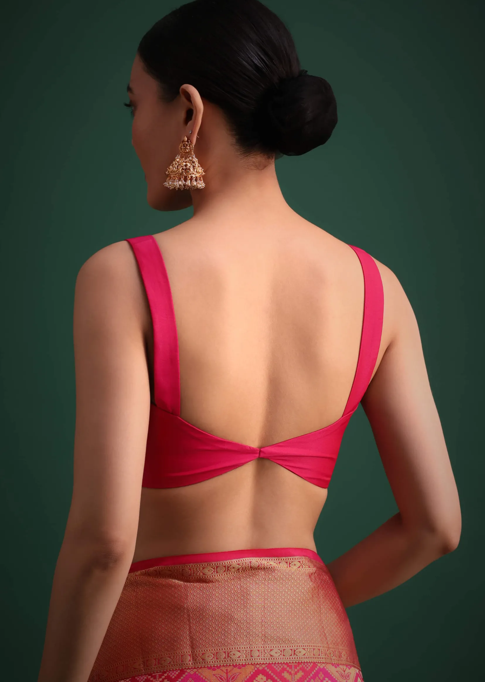 Magenta Pink Patola Silk Saree With Zari Woven Work
