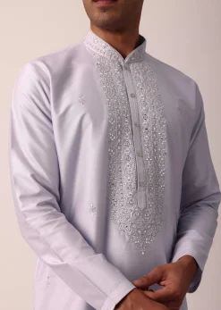 Majestic Festival Silk Kurta Set With Thread And Mirror Work