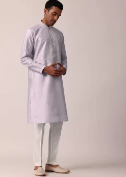 Majestic Festival Silk Kurta Set With Thread And Mirror Work