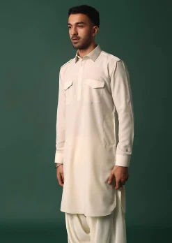 Majestic Ivory White Pathani Kurta Set