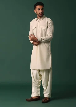 Majestic Ivory White Pathani Kurta Set