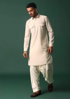 Majestic Ivory White Pathani Kurta Set