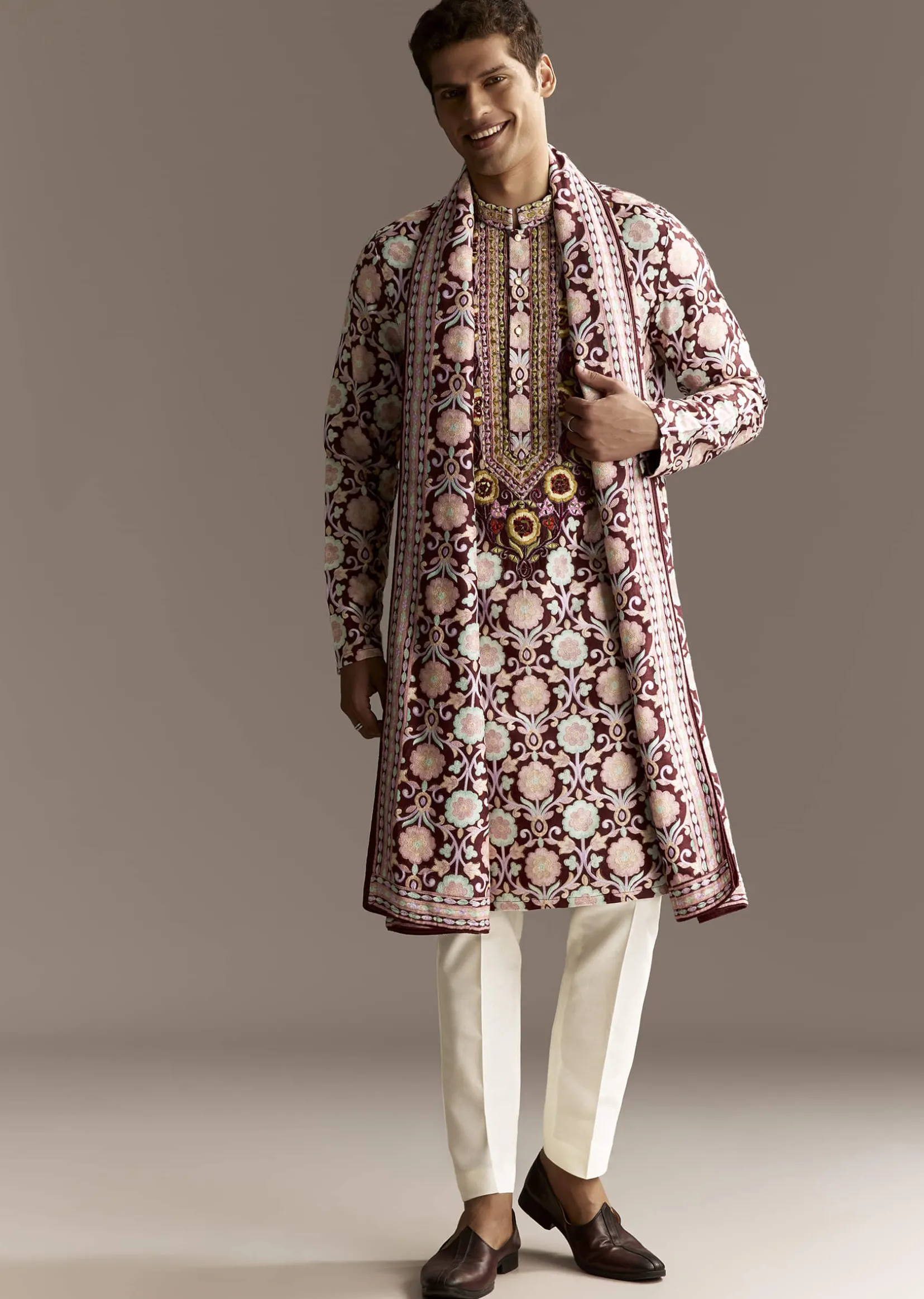 Maroon Dupatta Kurta Set