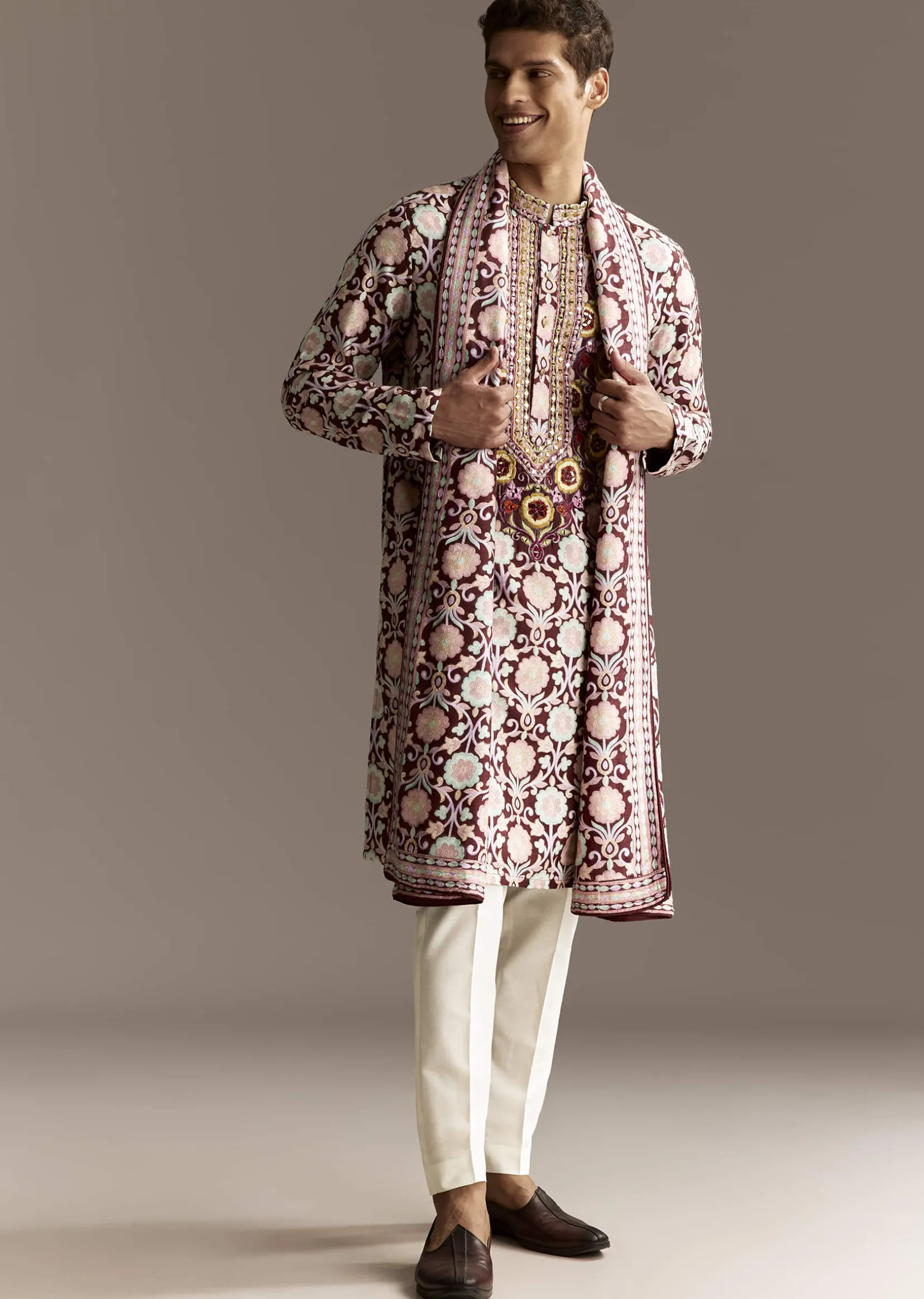 Maroon Dupatta Kurta Set