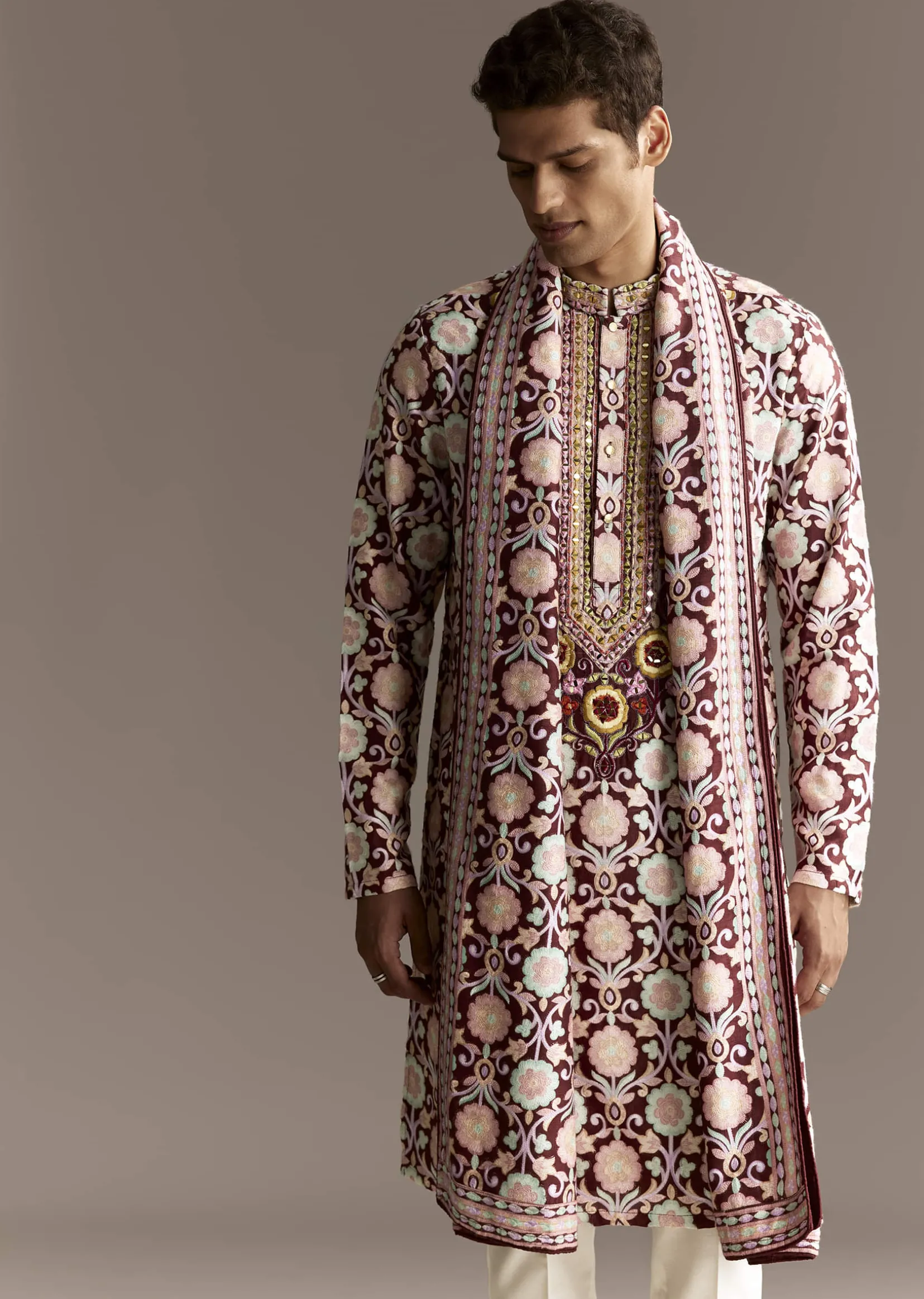 Maroon Dupatta Kurta Set