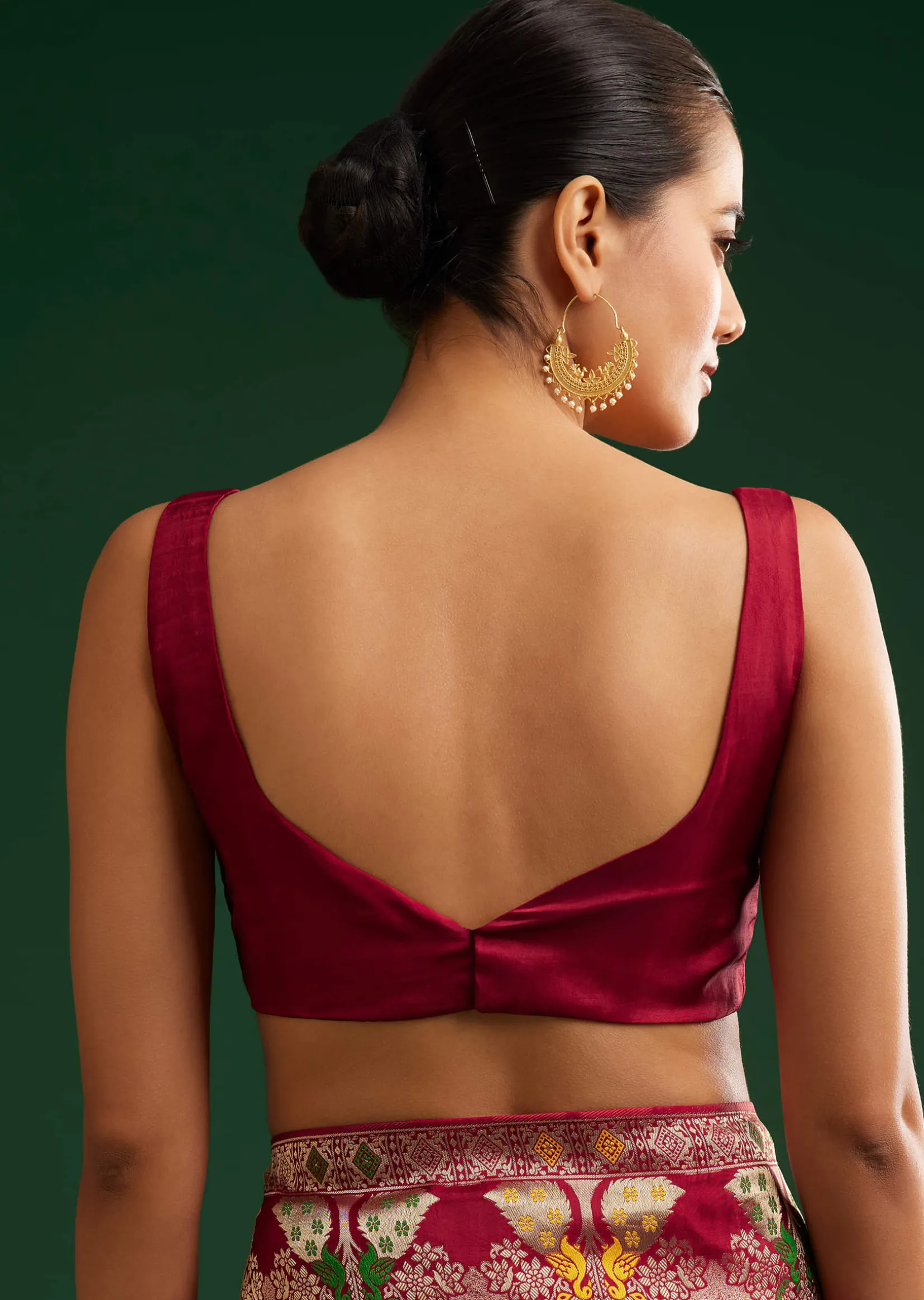 Maroon Georgette Saree With Zari And Multicolour Thread Accents