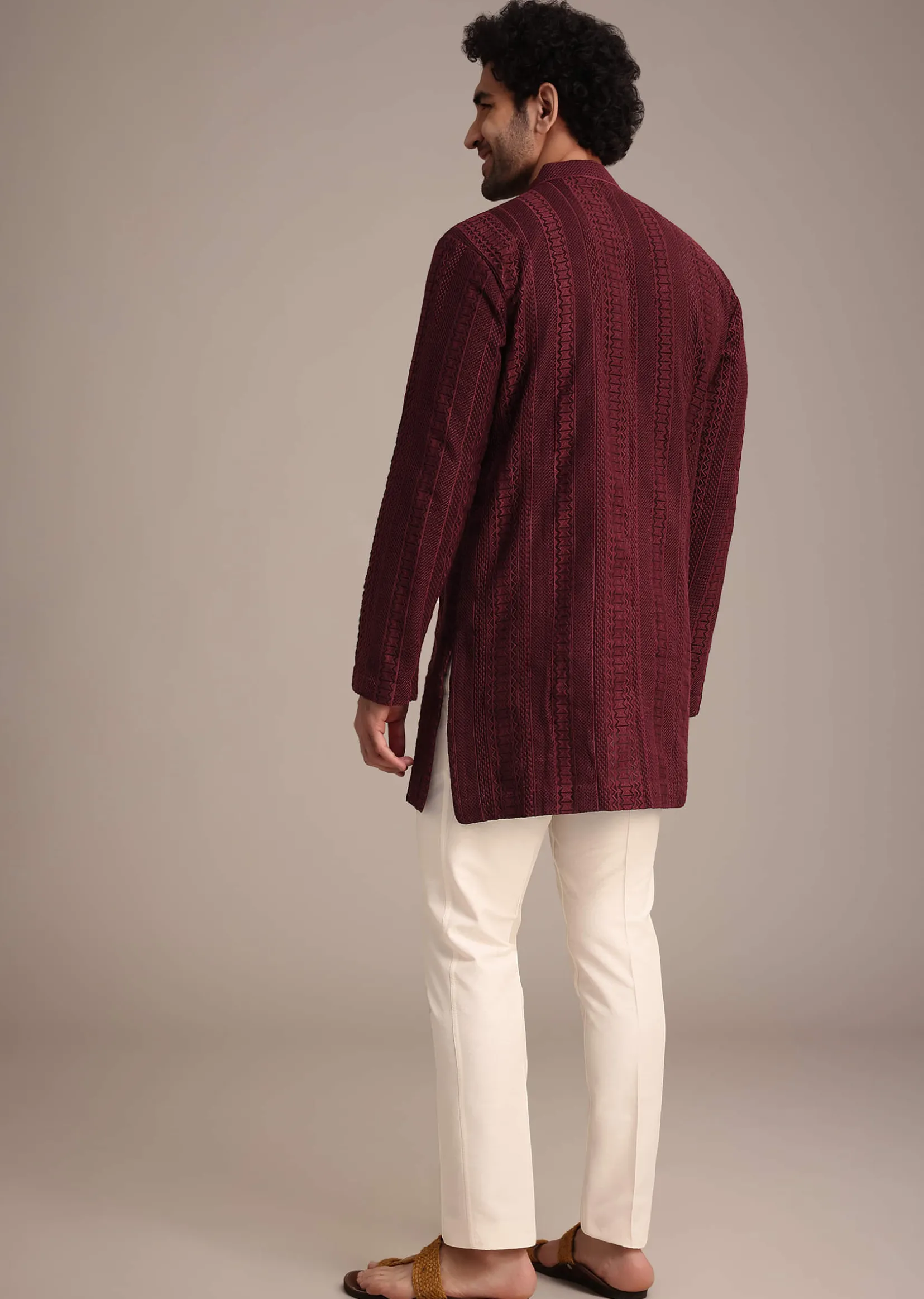 Maroon Kurta Set With Patch Work