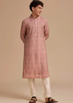 Maroon Muslin Abstract Printed Kurta Set