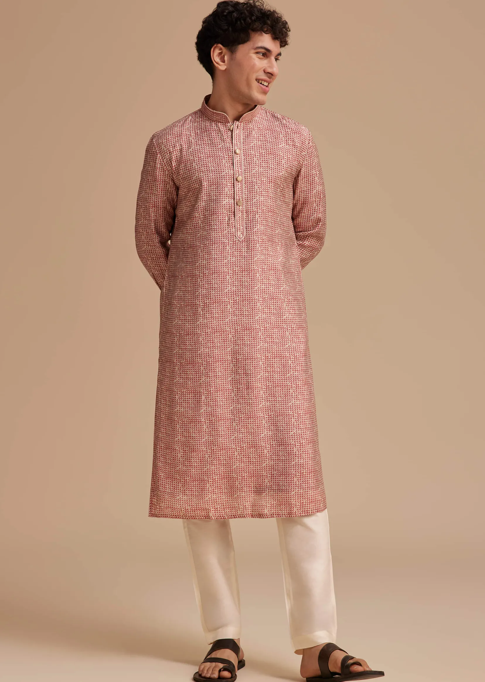 Maroon Muslin Abstract Printed Kurta Set