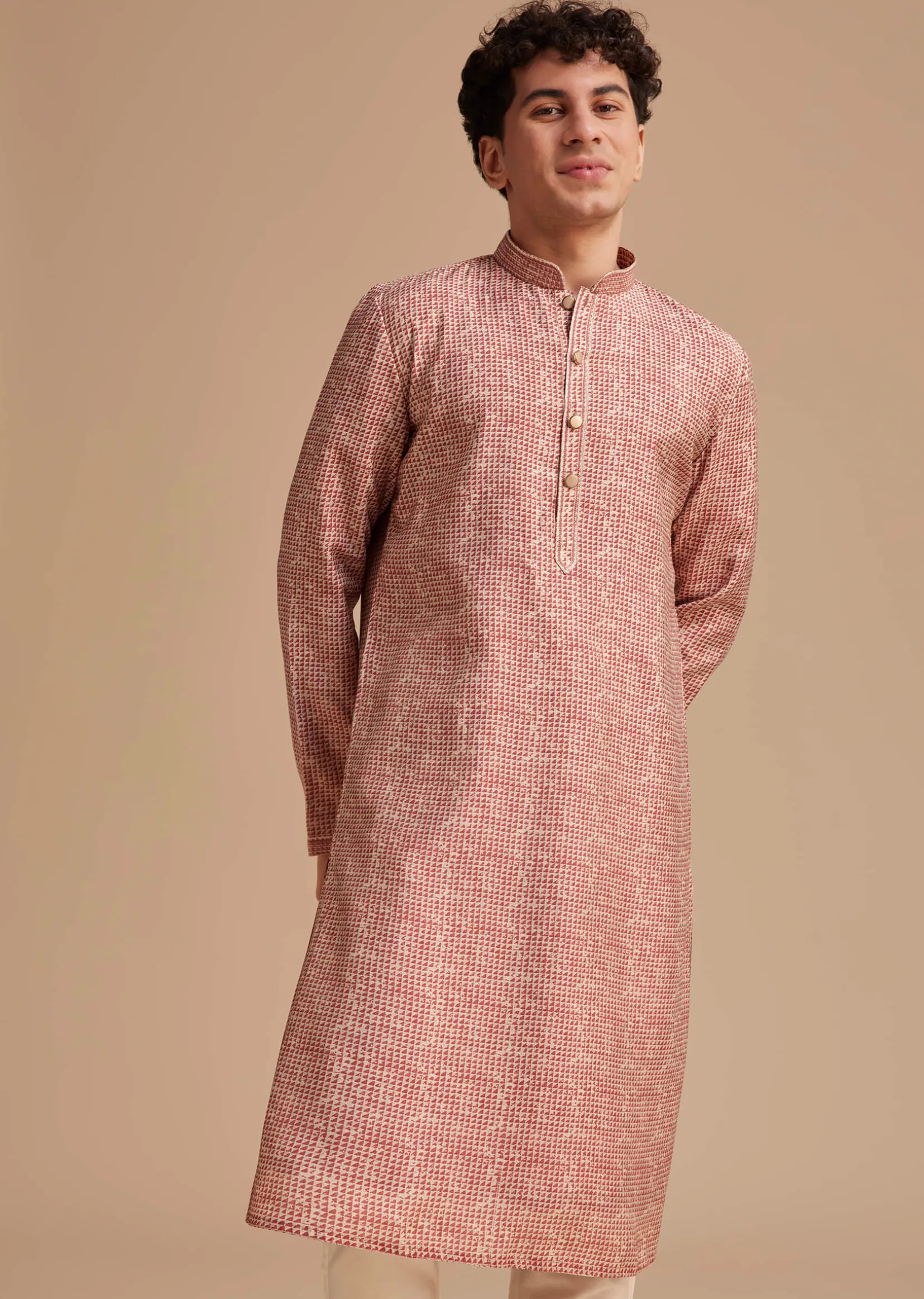 Maroon Muslin Abstract Printed Kurta Set