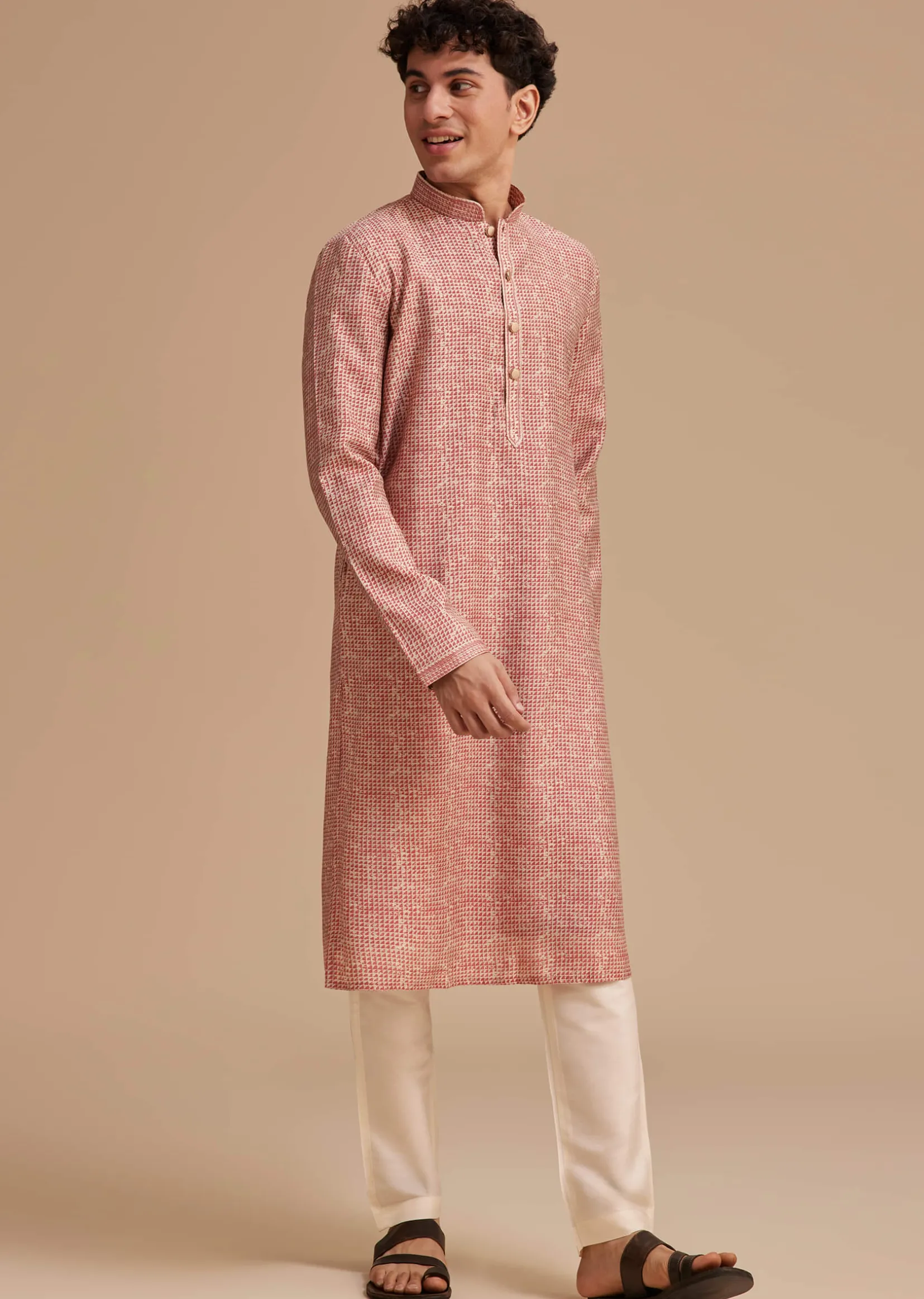 Maroon Muslin Abstract Printed Kurta Set
