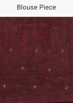 Maroon Red Satin Saree With Mirror Embroidery And Unstitched Blouse