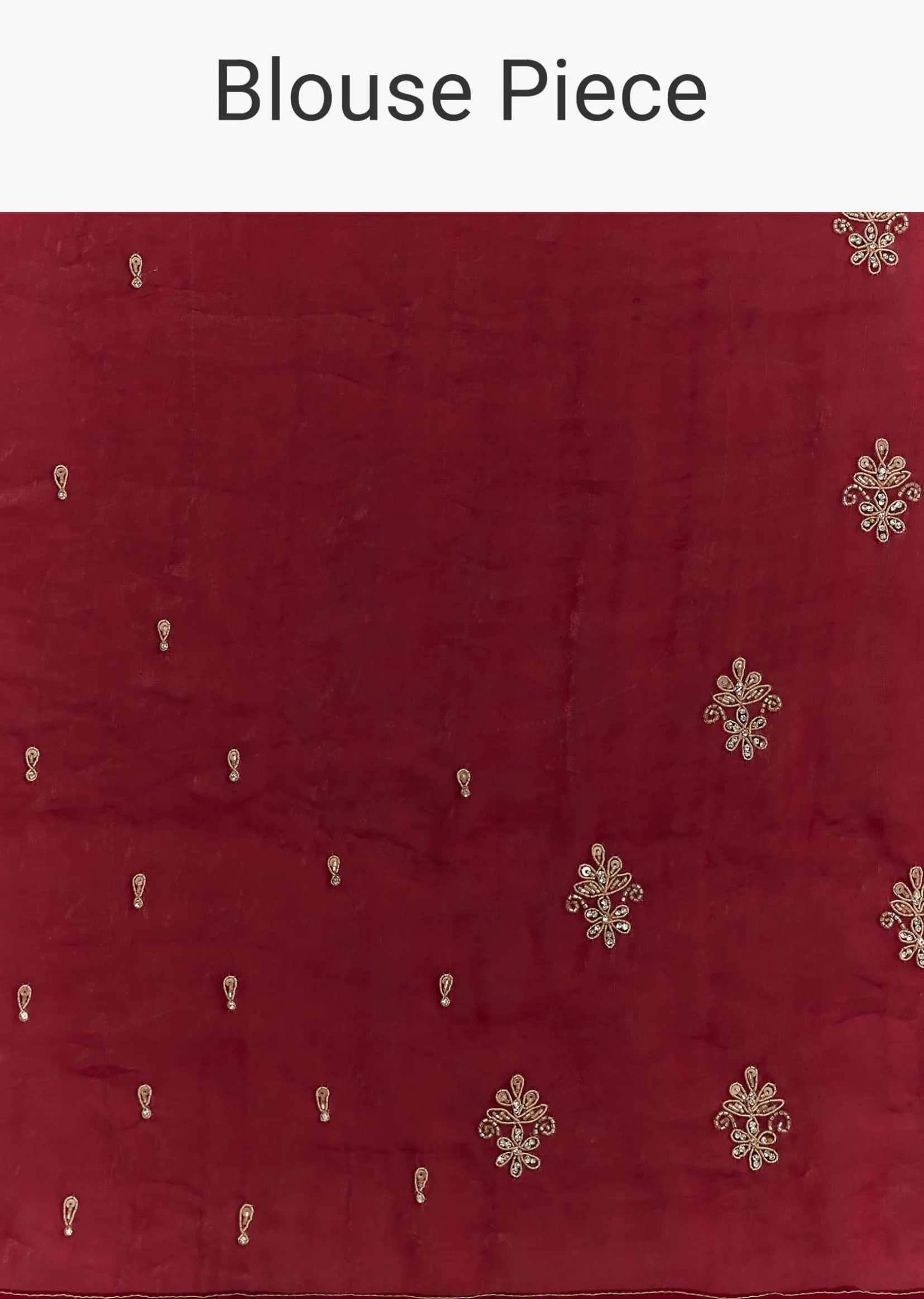 Maroon Satin Embroidered Saree With Scallop Border