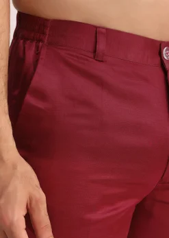 Maroon Silk Blend Mirror Work Kurta Set With Dupatta