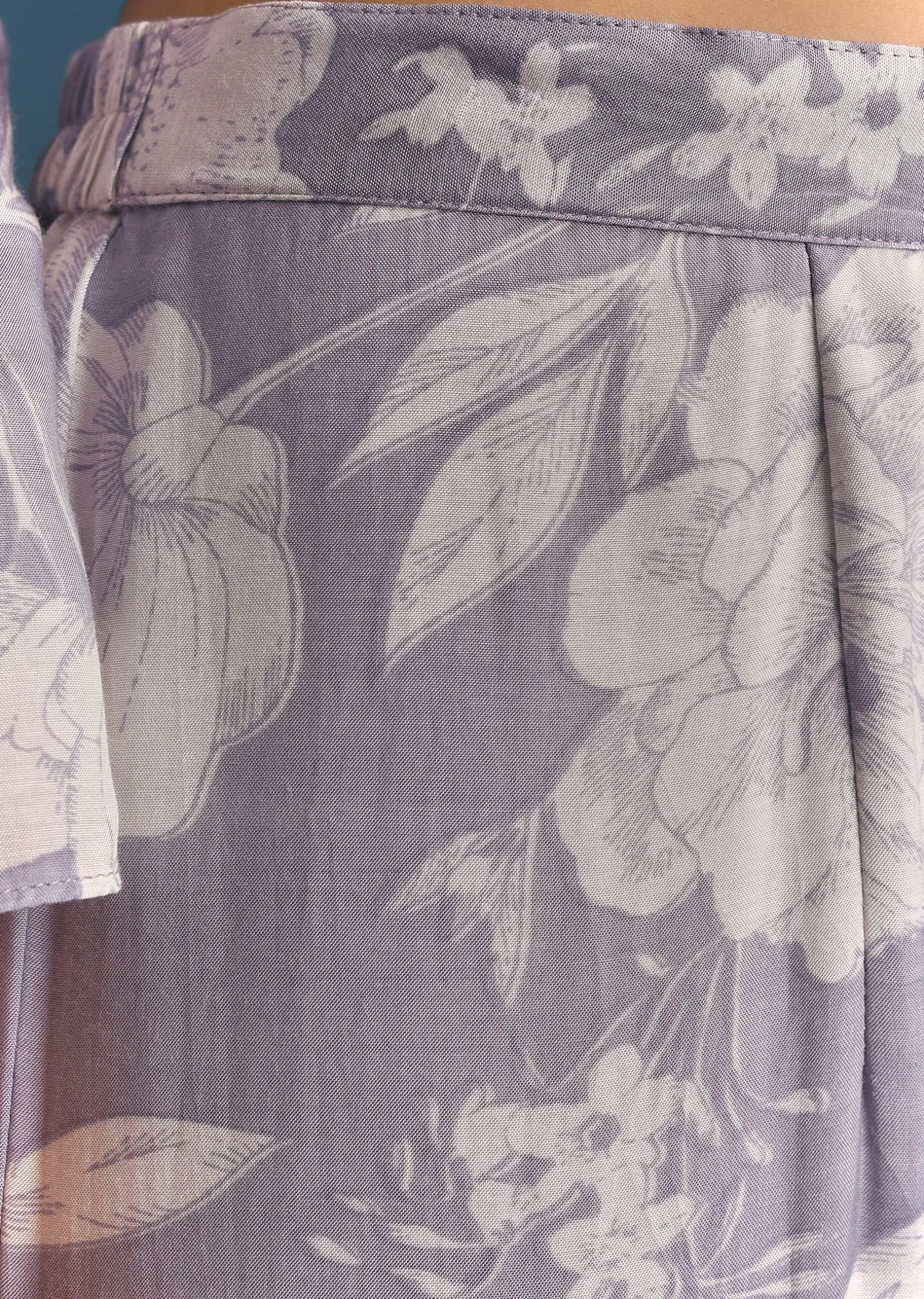 Mauve Muslin Floral Print Kurta Sharara Suit With Moti Cutdana Work