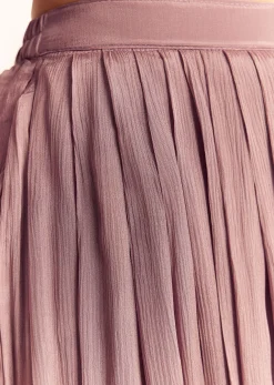 Mauve Pink Chinon Kurta Palazzo Set With Moti Work