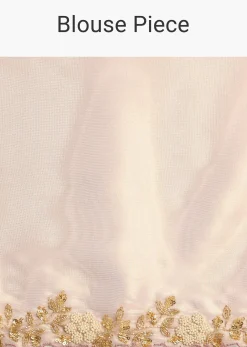 Mauve Tissue Saree In White Moti And Cut Dana Embroidery Buttis, Border Has Cutwork Embroidery Detailing