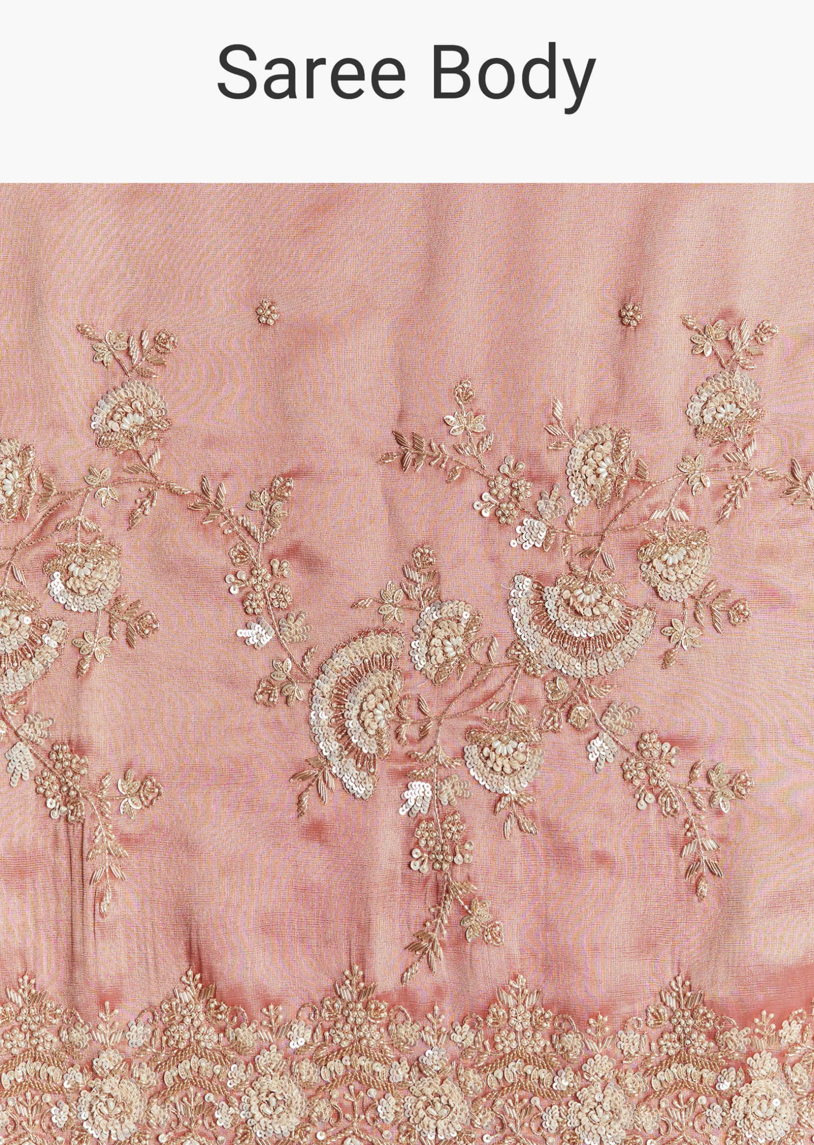 Mauve Tissue Saree With Scallop Border And Bead Embroidery