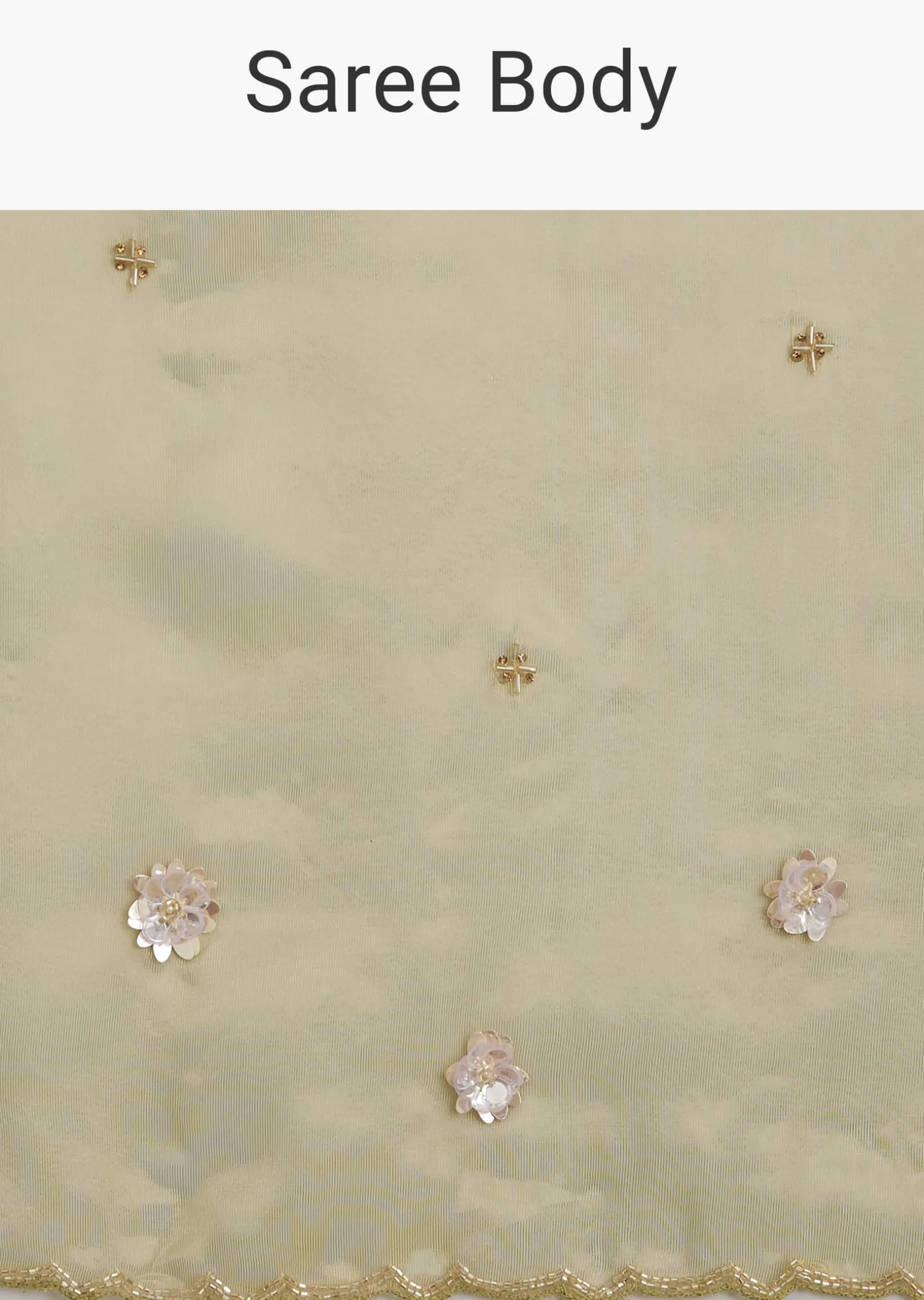 Mehandi Green Tissue Saree With Sequin Floral Embroidery
