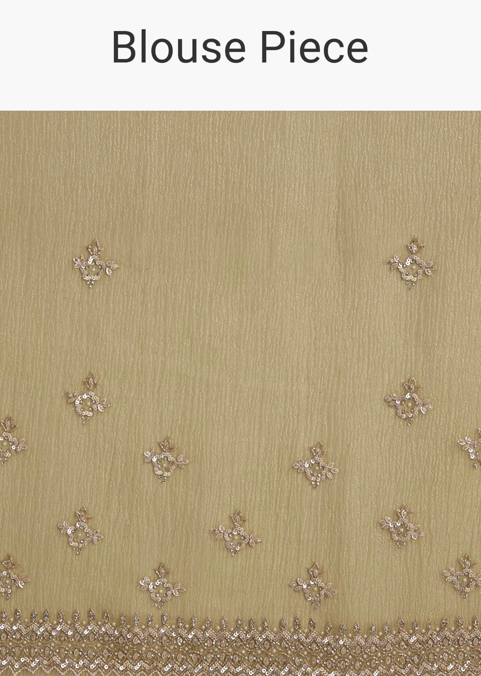 Mehendi Green Crushed Tissue Saree With Cutwork Embroidered Border