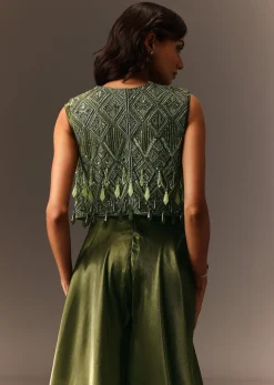 Mehendi Green Embroidered Jumpsuit