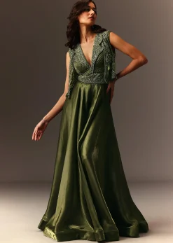 Mehendi Green Embroidered Jumpsuit