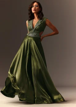 Mehendi Green Embroidered Jumpsuit