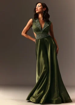 Mehendi Green Embroidered Jumpsuit