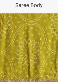 Mehendi Green Patola Printed Georgette Saree With Scallop Border