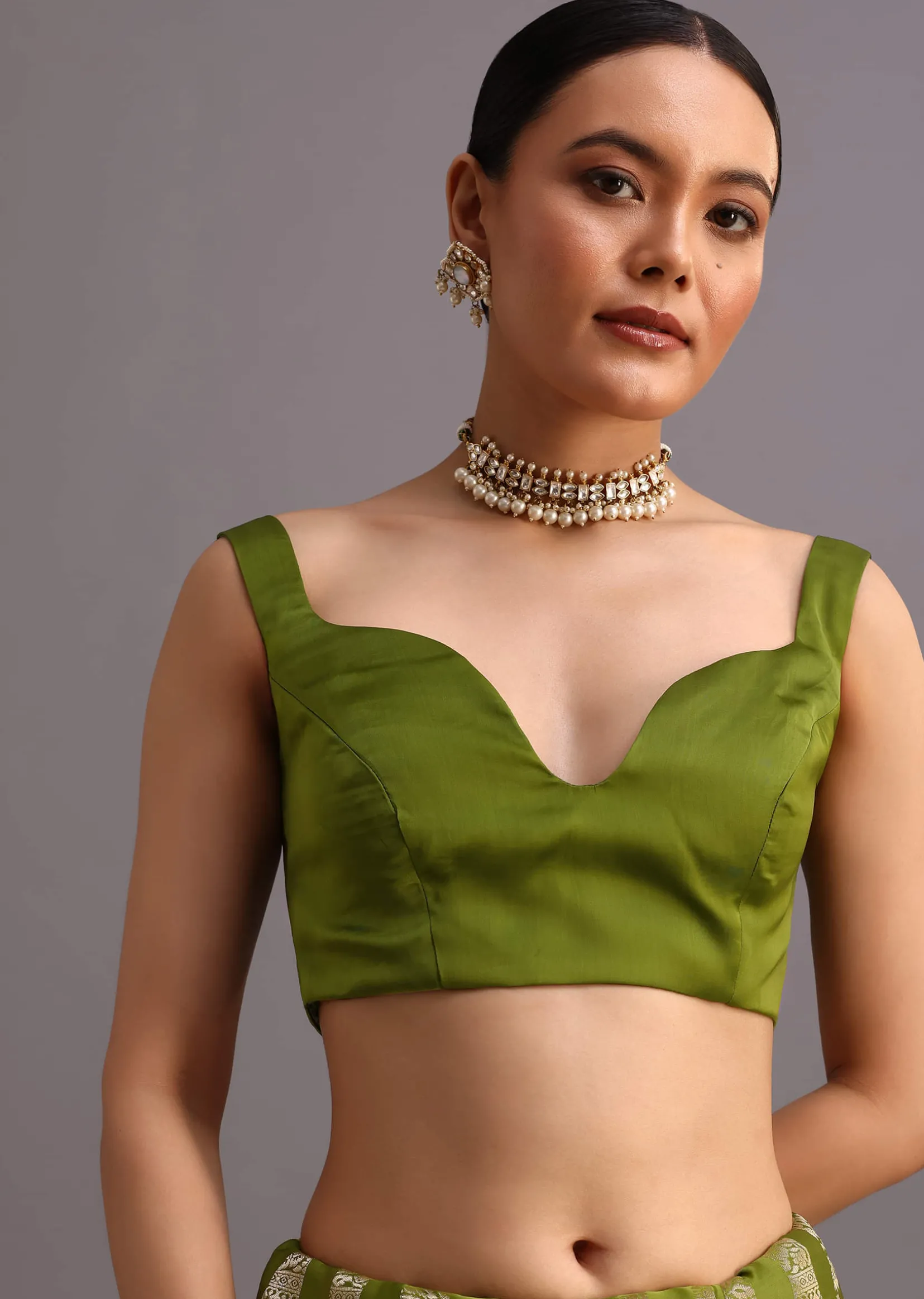 Mehendi Green Zari Woven Satin Silk Saree And Brocade Border