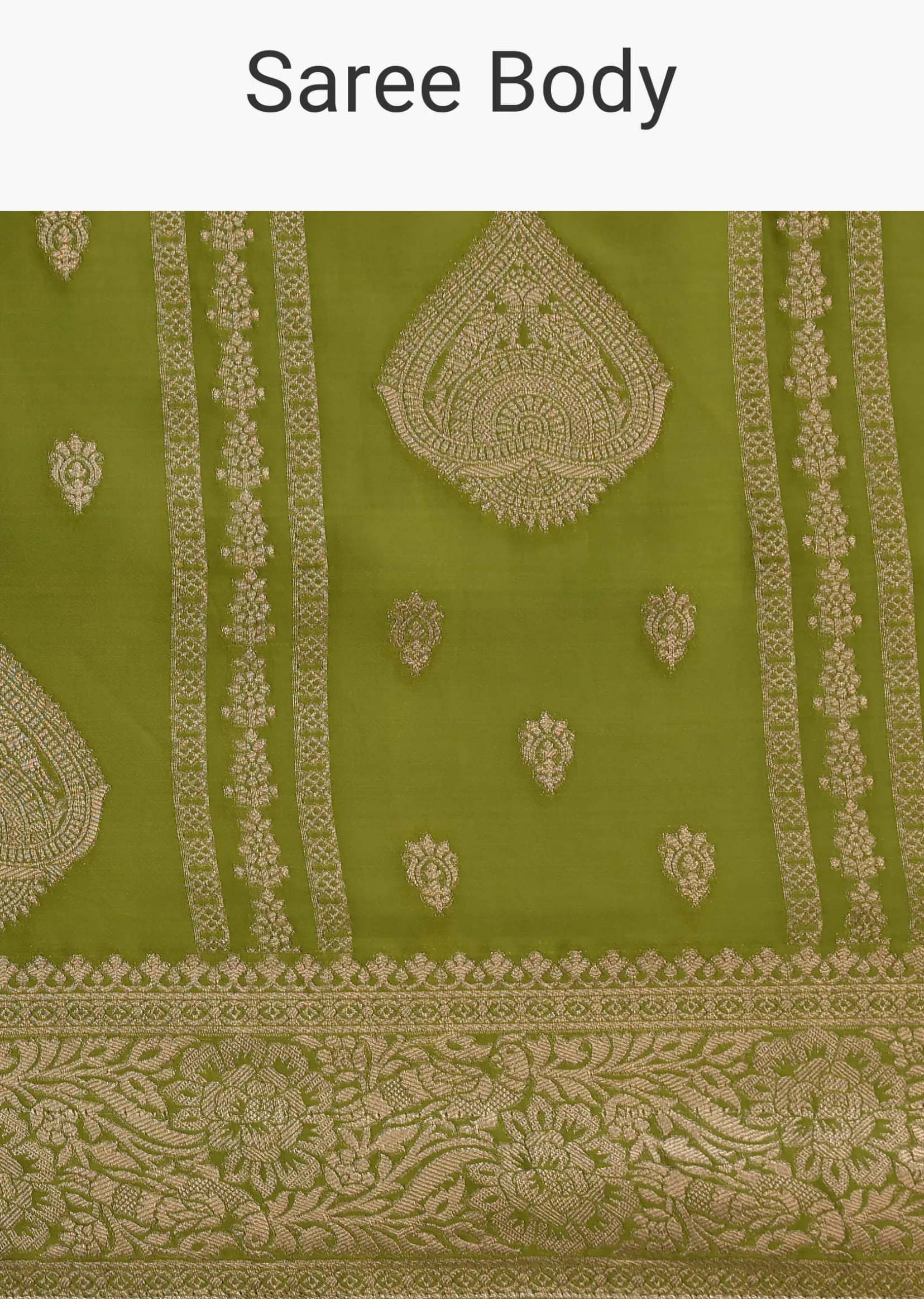Mehendi Green Zari Woven Satin Silk Saree And Brocade Border