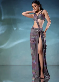 Mermaid Metallic Skirt And Top In Knit