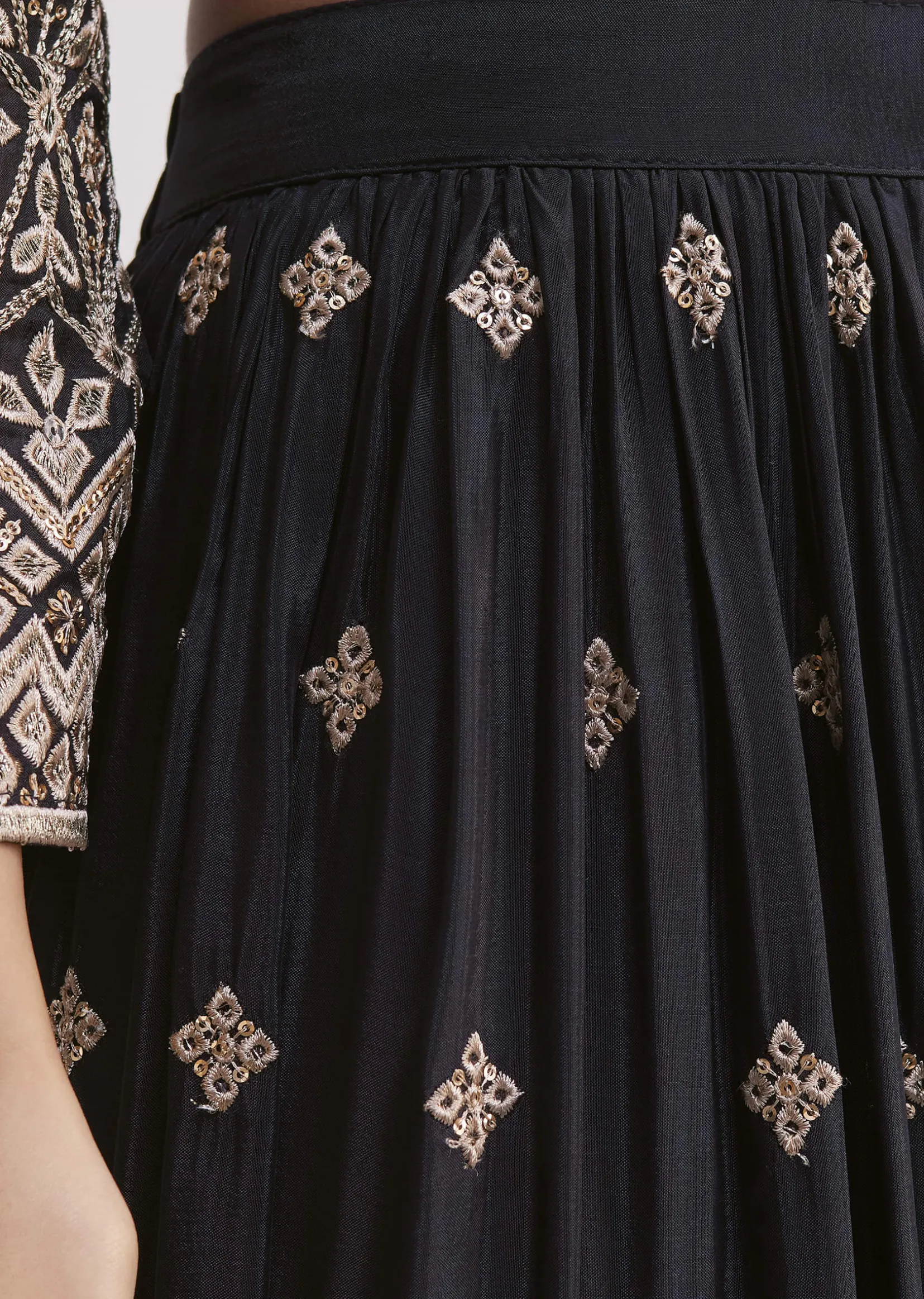 Midnight Blue Georgette Embroidered Palazzo Suit