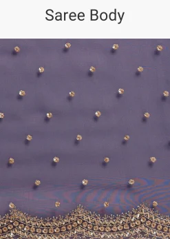 Midnight Blue Organza Tissue Saree With Sequin And Cutdana Embroidery