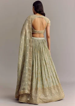 Mint Blue Embroidered Lehenga Set