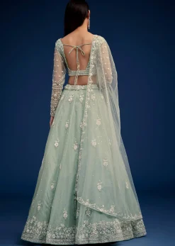 Mint Green Embroidered Lehenga Set