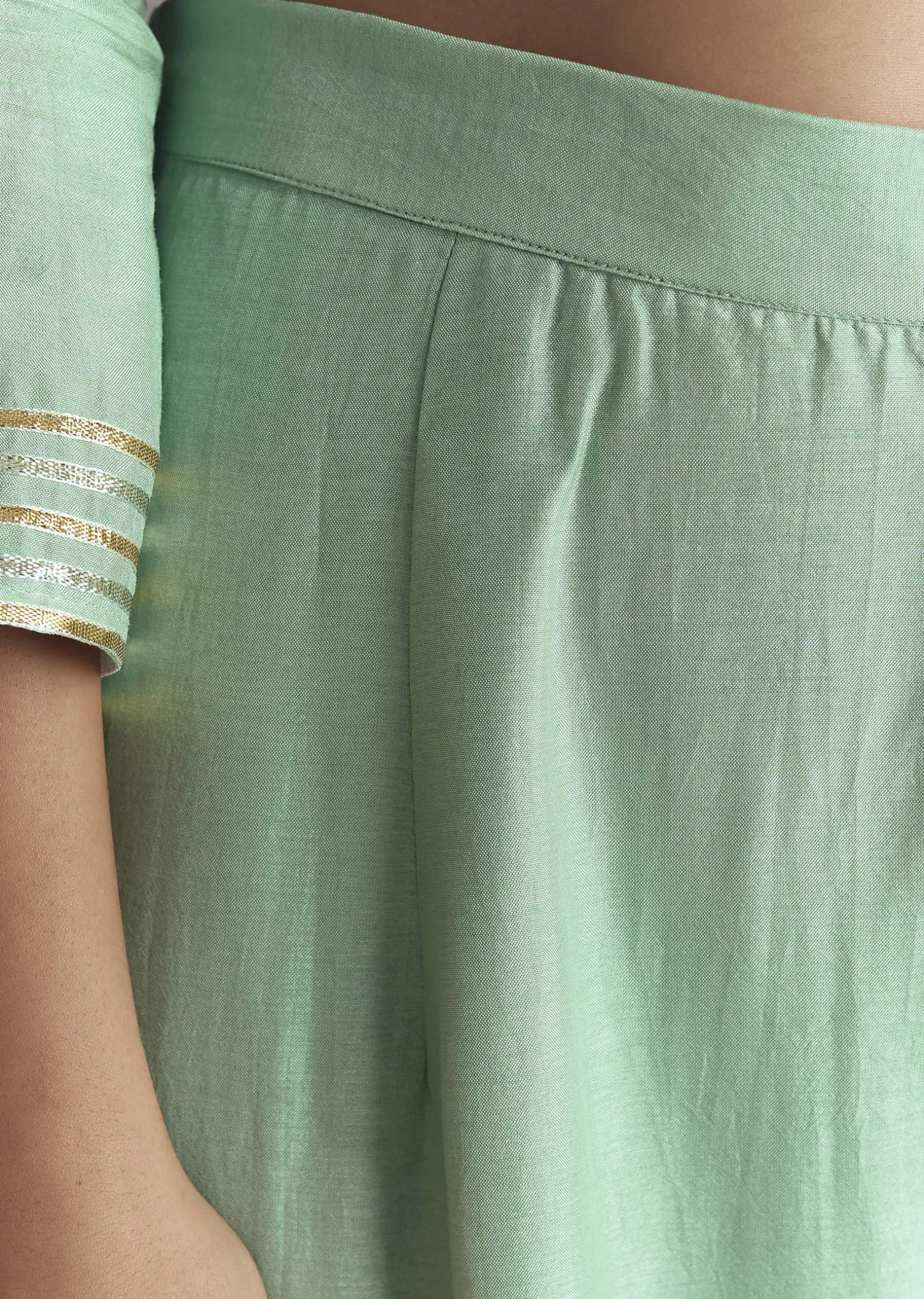 Mint Green Silk Kurta Sharara Set With Gotta Work
