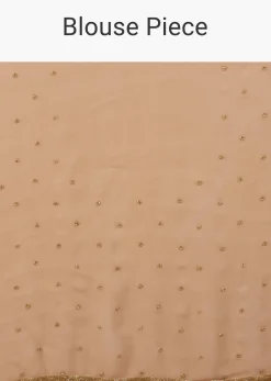Mocha Brown Festive Toasted Almond Beige Saree Kashmiri Embroidered In Georgette