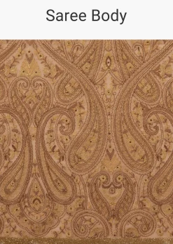Mocha Brown Festive Toasted Almond Beige Saree Kashmiri Embroidered In Georgette