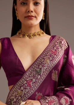 Multi Color Dola Silk Saree With Resham And Zari Weaving