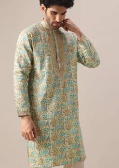 Multi Color Kurta Set With Floral Print And Embroidered Work