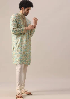 Multi Color Kurta Set With Floral Print And Embroidered Work