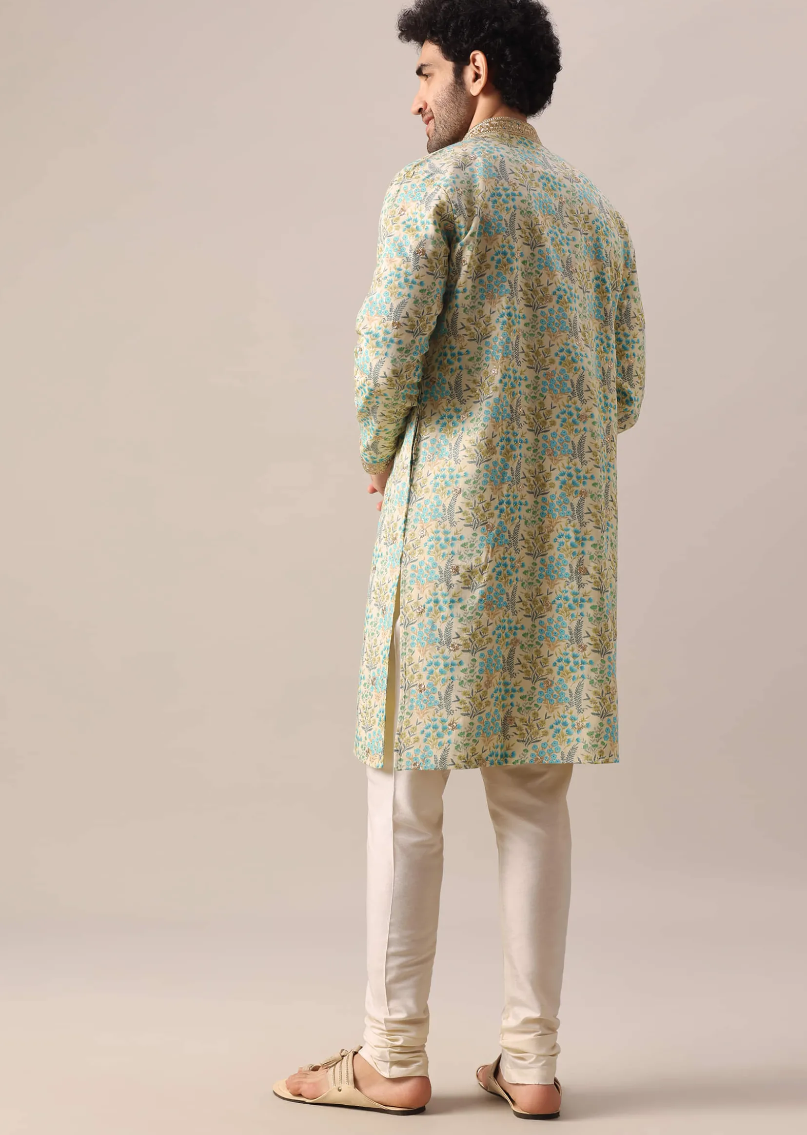 Multi Color Kurta Set With Floral Print And Embroidered Work